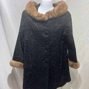Super Sexy Vintage 50s 60s Famous Barr Fur, Lamb with Mink Collar and and Cuffs